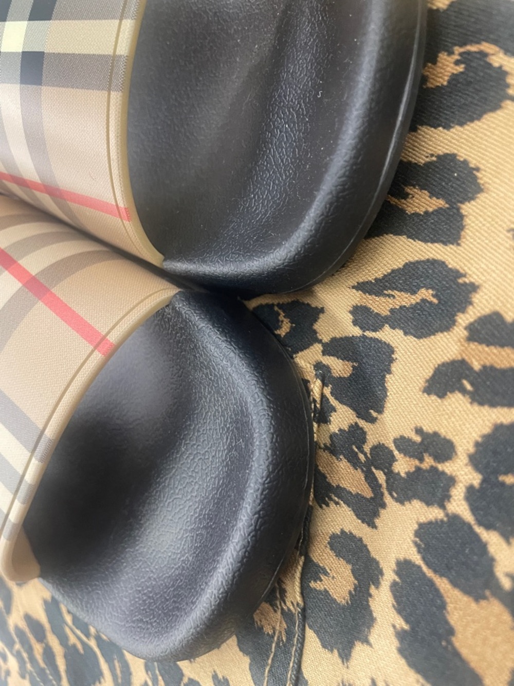 Burberry Plaid Slide Sandals in Tan, Black and Red - Picture 4 of 5